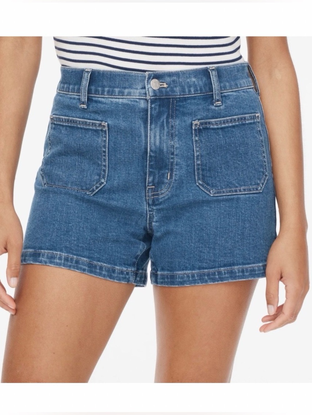J. Crew Sailor Patch Pocket Denim Shorts Size 30 High Waisted